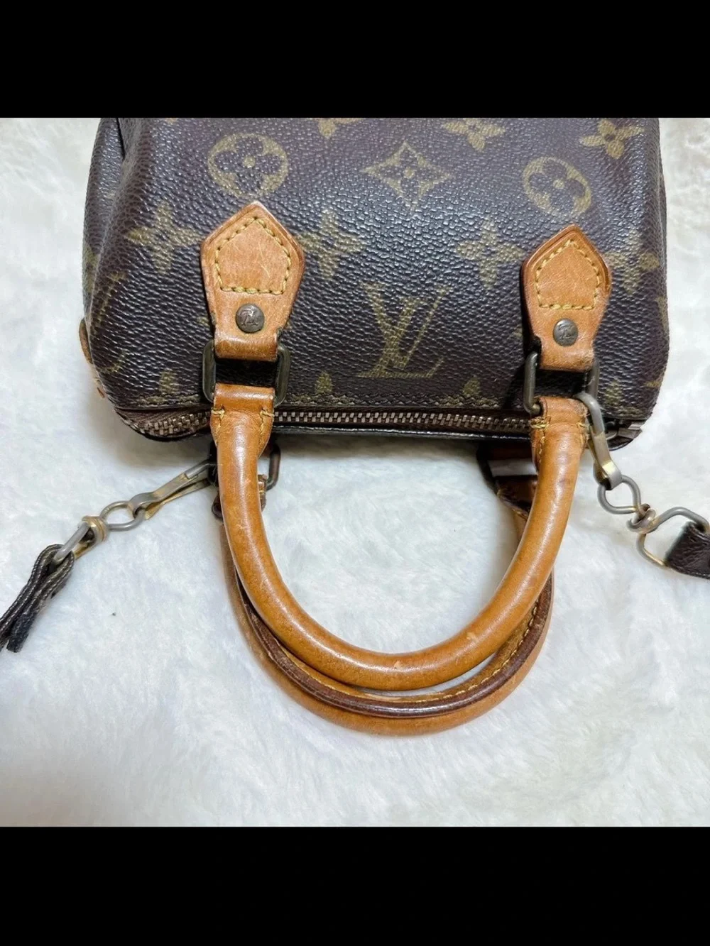 Louis Vuitton Monogram Crossbody Mini Bag with Vachetta Handles